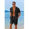 imageCOOFANDY Mens 2 Pieces Shirt Sets Short Sleeve Casual Button Down Hippie TShirts Shorts Sets Summer Fashion Beach OutfitsBlack
