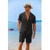 imageCOOFANDY Mens 2 Pieces Shirt Sets Short Sleeve Casual Button Down Hippie TShirts Shorts Sets Summer Fashion Beach OutfitsBlack