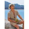 imageCOOFANDY Mens 2 Pieces Shirt Sets Short Sleeve Casual Button Down Hippie TShirts Shorts Sets Summer Fashion Beach OutfitsBrown