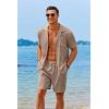 imageCOOFANDY Mens 2 Pieces Shirt Sets Short Sleeve Casual Button Down Hippie TShirts Shorts Sets Summer Fashion Beach OutfitsBrown