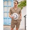 imageCOOFANDY Mens 2 Pieces Shirt Sets Short Sleeve Casual Button Down Hippie TShirts Shorts Sets Summer Fashion Beach OutfitsBrown