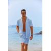 imageCOOFANDY Mens 2 Pieces Shirt Sets Short Sleeve Casual Button Down Hippie TShirts Shorts Sets Summer Fashion Beach OutfitsClear Blue