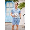 imageCOOFANDY Mens 2 Pieces Shirt Sets Short Sleeve Casual Button Down Hippie TShirts Shorts Sets Summer Fashion Beach OutfitsClear Blue