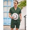 imageCOOFANDY Mens 2 Pieces Shirt Sets Short Sleeve Casual Button Down Hippie TShirts Shorts Sets Summer Fashion Beach OutfitsDark Green