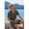 imageCOOFANDY Mens 2 Pieces Shirt Sets Short Sleeve Casual Button Down Hippie TShirts Shorts Sets Summer Fashion Beach OutfitsDark Green
