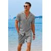 imageCOOFANDY Mens 2 Pieces Shirt Sets Short Sleeve Casual Button Down Hippie TShirts Shorts Sets Summer Fashion Beach OutfitsGrey