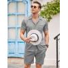 imageCOOFANDY Mens 2 Pieces Shirt Sets Short Sleeve Casual Button Down Hippie TShirts Shorts Sets Summer Fashion Beach OutfitsGrey