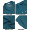 imageCOOFANDY Mens 2 Pieces Shirt Sets Short Sleeve Casual Button Down Hippie TShirts Shorts Sets Summer Fashion Beach OutfitsLake Blue