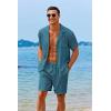 imageCOOFANDY Mens 2 Pieces Shirt Sets Short Sleeve Casual Button Down Hippie TShirts Shorts Sets Summer Fashion Beach OutfitsLake Blue