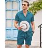 imageCOOFANDY Mens 2 Pieces Shirt Sets Short Sleeve Casual Button Down Hippie TShirts Shorts Sets Summer Fashion Beach OutfitsLake Blue