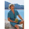 imageCOOFANDY Mens 2 Pieces Shirt Sets Short Sleeve Casual Button Down Hippie TShirts Shorts Sets Summer Fashion Beach OutfitsLake Blue