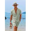 imageCOOFANDY Mens 2 Pieces Shirt Sets Short Sleeve Casual Button Down Hippie TShirts Shorts Sets Summer Fashion Beach OutfitsLight Green