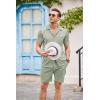 imageCOOFANDY Mens 2 Pieces Shirt Sets Short Sleeve Casual Button Down Hippie TShirts Shorts Sets Summer Fashion Beach OutfitsLight Green