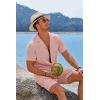 imageCOOFANDY Mens 2 Pieces Shirt Sets Short Sleeve Casual Button Down Hippie TShirts Shorts Sets Summer Fashion Beach OutfitsLight Pink