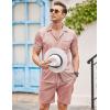 imageCOOFANDY Mens 2 Pieces Shirt Sets Short Sleeve Casual Button Down Hippie TShirts Shorts Sets Summer Fashion Beach OutfitsLight Pink