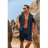 imageCOOFANDY Mens 2 Pieces Shirt Sets Short Sleeve Casual Button Down Hippie TShirts Shorts Sets Summer Fashion Beach OutfitsNavy Blue