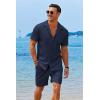 imageCOOFANDY Mens 2 Pieces Shirt Sets Short Sleeve Casual Button Down Hippie TShirts Shorts Sets Summer Fashion Beach OutfitsNavy Blue