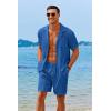 imageCOOFANDY Mens 2 Pieces Shirt Sets Short Sleeve Casual Button Down Hippie TShirts Shorts Sets Summer Fashion Beach OutfitsRoyal Blue