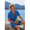 imageCOOFANDY Mens 2 Pieces Shirt Sets Short Sleeve Casual Button Down Hippie TShirts Shorts Sets Summer Fashion Beach OutfitsRoyal Blue