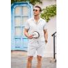 imageCOOFANDY Mens 2 Pieces Shirt Sets Short Sleeve Casual Button Down Hippie TShirts Shorts Sets Summer Fashion Beach OutfitsWhite