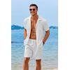 imageCOOFANDY Mens 2 Pieces Shirt Sets Short Sleeve Casual Button Down Hippie TShirts Shorts Sets Summer Fashion Beach OutfitsWhite