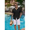 imageCOOFANDY Mens Button Down Shirts Short Sleeve Casual Linen Shirts for Men Summer Beach Wedding ShirtBlack
