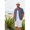 imageCOOFANDY Mens Button Down Shirts Short Sleeve Casual Linen Shirts for Men Summer Beach Wedding ShirtDark Blue