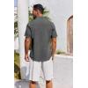 imageCOOFANDY Mens Button Down Shirts Short Sleeve Casual Linen Shirts for Men Summer Beach Wedding ShirtDark Gray