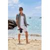 imageCOOFANDY Mens Button Down Shirts Short Sleeve Casual Linen Shirts for Men Summer Beach Wedding ShirtDark Gray