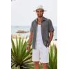 imageCOOFANDY Mens Button Down Shirts Short Sleeve Casual Linen Shirts for Men Summer Beach Wedding ShirtDark Gray