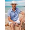 imageCOOFANDY Mens Button Down Shirts Short Sleeve Casual Linen Shirts for Men Summer Beach Wedding ShirtDenim Blue