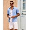 imageCOOFANDY Mens Button Down Shirts Short Sleeve Casual Linen Shirts for Men Summer Beach Wedding ShirtDenim Blue