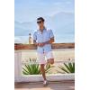imageCOOFANDY Mens Button Down Shirts Short Sleeve Casual Linen Shirts for Men Summer Beach Wedding ShirtDenim Blue