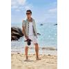 imageCOOFANDY Mens Button Down Shirts Short Sleeve Casual Linen Shirts for Men Summer Beach Wedding ShirtGreen