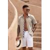 imageCOOFANDY Mens Button Down Shirts Short Sleeve Casual Linen Shirts for Men Summer Beach Wedding ShirtKhaki