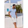 imageCOOFANDY Mens Button Down Shirts Short Sleeve Casual Linen Shirts for Men Summer Beach Wedding ShirtLight Blue