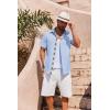 imageCOOFANDY Mens Button Down Shirts Short Sleeve Casual Linen Shirts for Men Summer Beach Wedding ShirtLight Blue