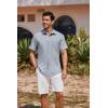 imageCOOFANDY Mens Button Down Shirts Short Sleeve Casual Linen Shirts for Men Summer Beach Wedding ShirtLight Denim Blue