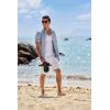 imageCOOFANDY Mens Button Down Shirts Short Sleeve Casual Linen Shirts for Men Summer Beach Wedding ShirtLight Denim Blue