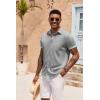 imageCOOFANDY Mens Button Down Shirts Short Sleeve Casual Linen Shirts for Men Summer Beach Wedding ShirtLight Gray