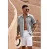 imageCOOFANDY Mens Button Down Shirts Short Sleeve Casual Linen Shirts for Men Summer Beach Wedding ShirtLight Gray