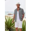 imageCOOFANDY Mens Button Down Shirts Short Sleeve Casual Linen Shirts for Men Summer Beach Wedding ShirtLight Gray