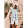 imageCOOFANDY Mens Button Down Shirts Short Sleeve Casual Linen Shirts for Men Summer Beach Wedding ShirtLight Green