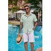 imageCOOFANDY Mens Button Down Shirts Short Sleeve Casual Linen Shirts for Men Summer Beach Wedding ShirtLight Green