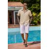 imageCOOFANDY Mens Button Down Shirts Short Sleeve Casual Linen Shirts for Men Summer Beach Wedding ShirtLight Khaki