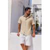 imageCOOFANDY Mens Button Down Shirts Short Sleeve Casual Linen Shirts for Men Summer Beach Wedding ShirtLight Khaki