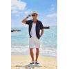 imageCOOFANDY Mens Button Down Shirts Short Sleeve Casual Linen Shirts for Men Summer Beach Wedding ShirtNavy Blue