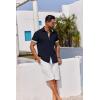 imageCOOFANDY Mens Button Down Shirts Short Sleeve Casual Linen Shirts for Men Summer Beach Wedding ShirtNavy Blue