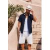imageCOOFANDY Mens Button Down Shirts Short Sleeve Casual Linen Shirts for Men Summer Beach Wedding ShirtNavy Blue