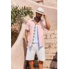 imageCOOFANDY Mens Button Down Shirts Short Sleeve Casual Linen Shirts for Men Summer Beach Wedding ShirtPink